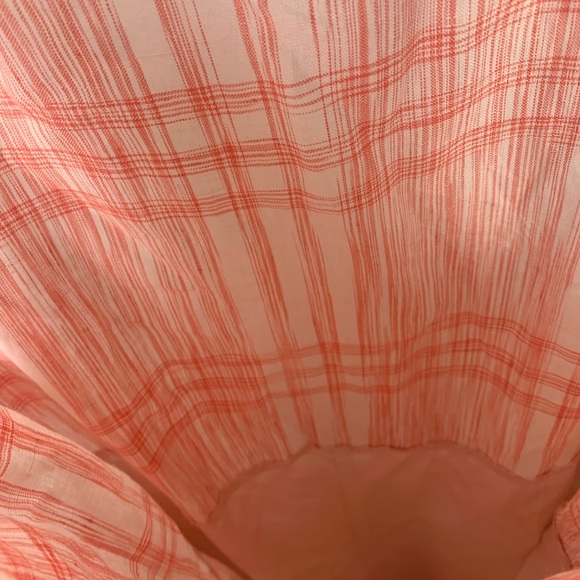 J Jill Love Linen Maxi Dress LARGE orange White Lagenlook Coastal Pockets - Picture 5 of 9